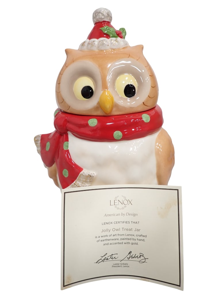 Lenox Jolly Owl Treat Jar Christmas Owl Cookie Jar (1 of 7)