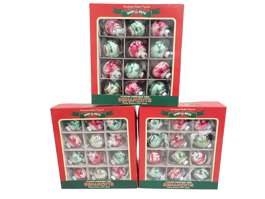 3 Boxes of Shiny Brite Christmas Ornaments: 3 Boxes of Shiny Brite Christmas Ornaments