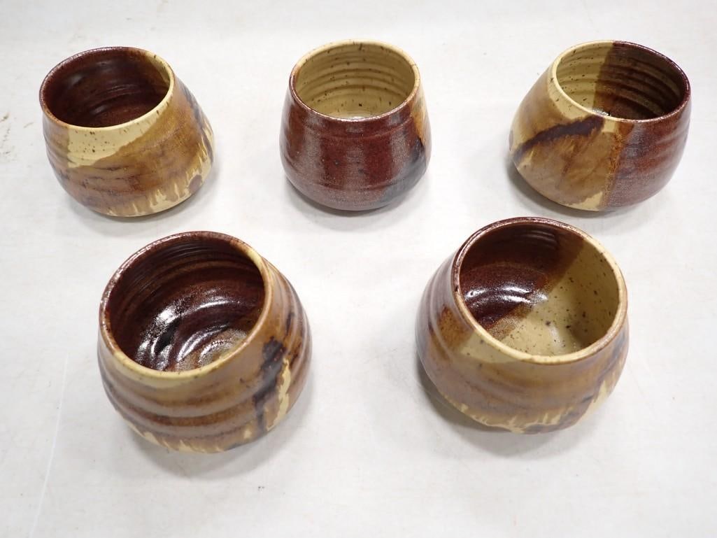 5 Stoneware Pottery Drinking Glasses or Tumblers: 5 Stoneware Pottery Drinking Glasses or Tumblers