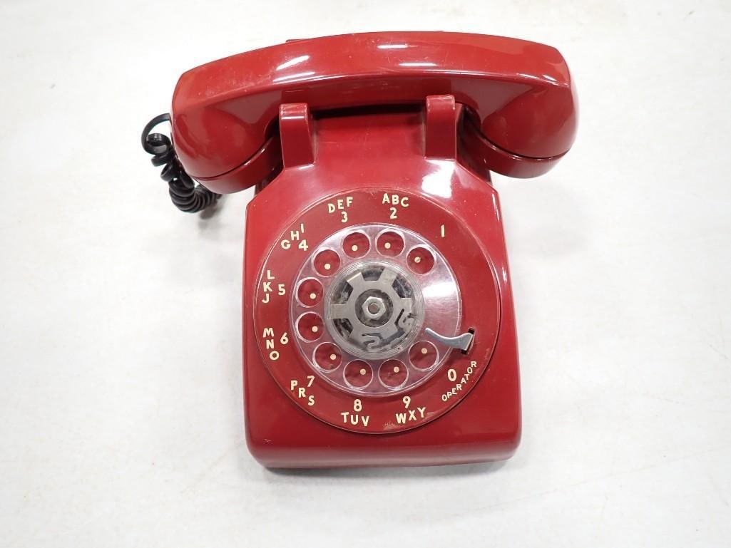 Vintage Dark Red Rotary Dial Telephone Bell System Made by Western Electric (1 of 5)