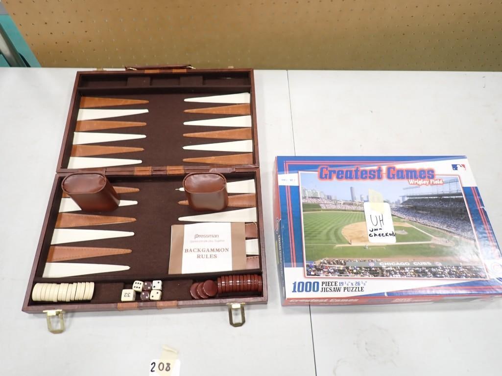 Backgammon Game and Wrigley Field Jigsaw Puzzle: Backgammon Game and Wrigley Field Jigsaw Puzzle Condition: unchecked for completeness