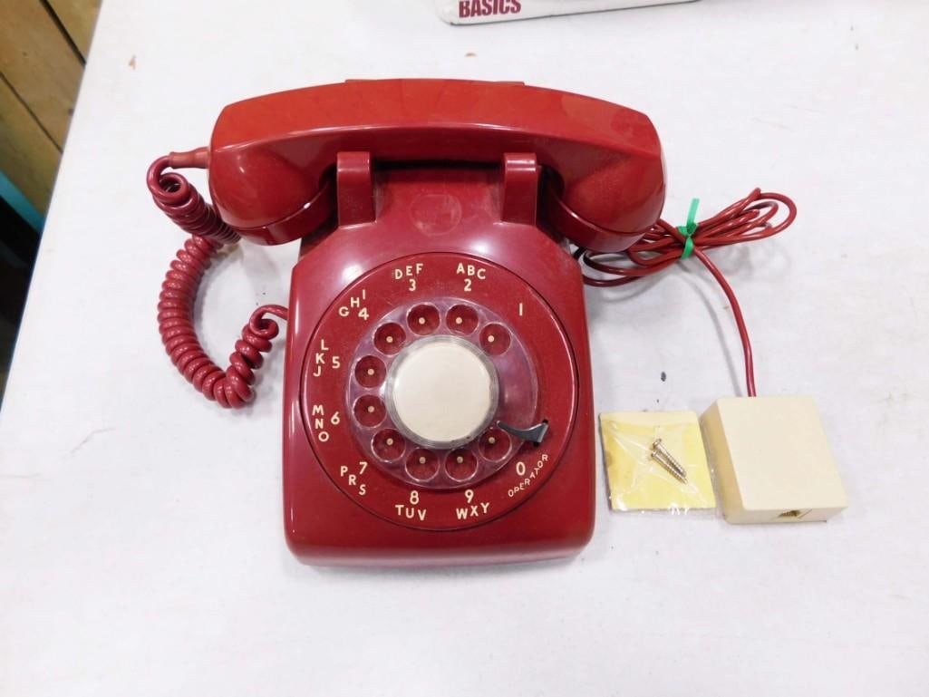 Vintage Dark Red Rotary Dial Telephone (1 of 5)