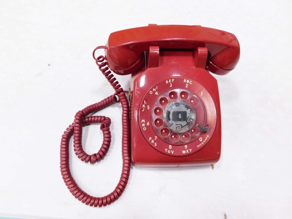 Vintage Dark Red Rotary Dial Telephone (1 of 5)