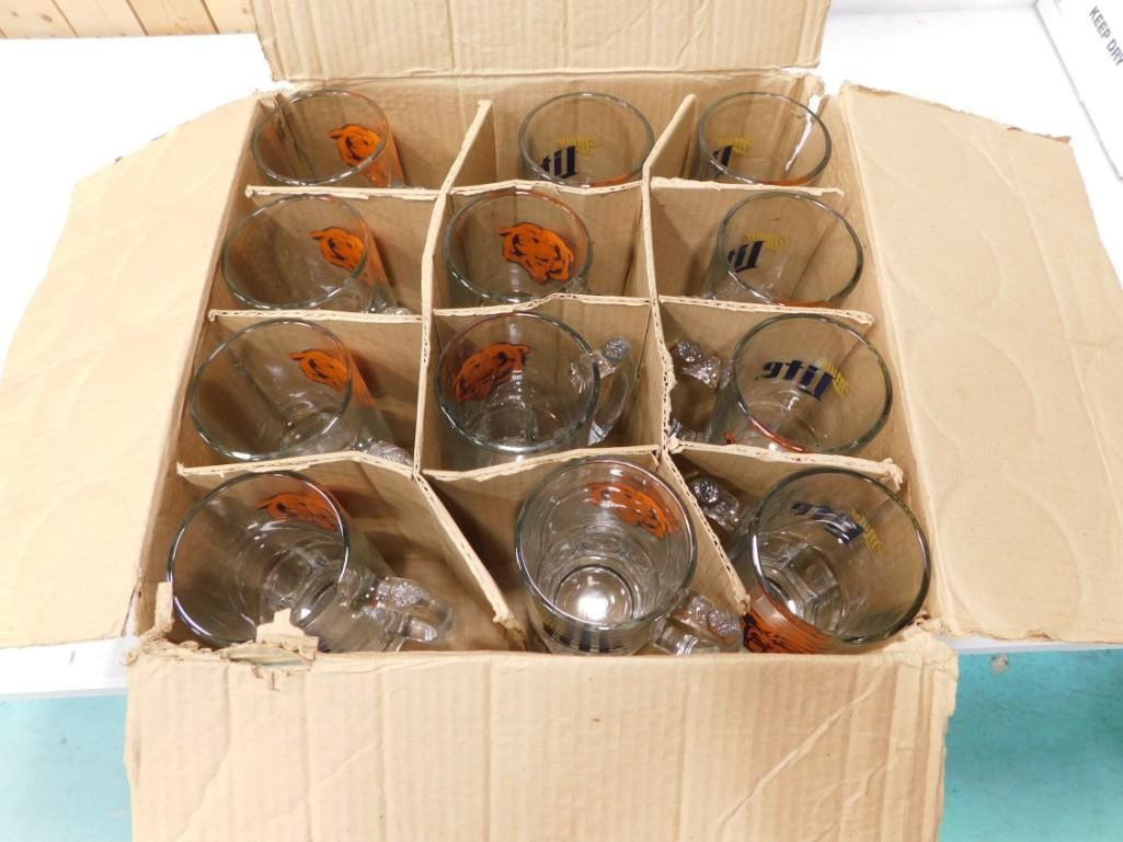 12 Chicago Bears Miller Lite Glass Beer Mugs (1 of 3)