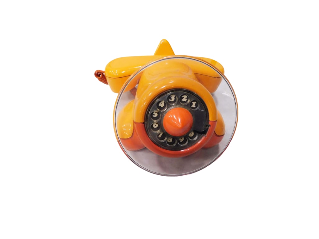 Alexander Graham Plane Telephone Rotary Dial Airplane Phone Orange (1 of 5)