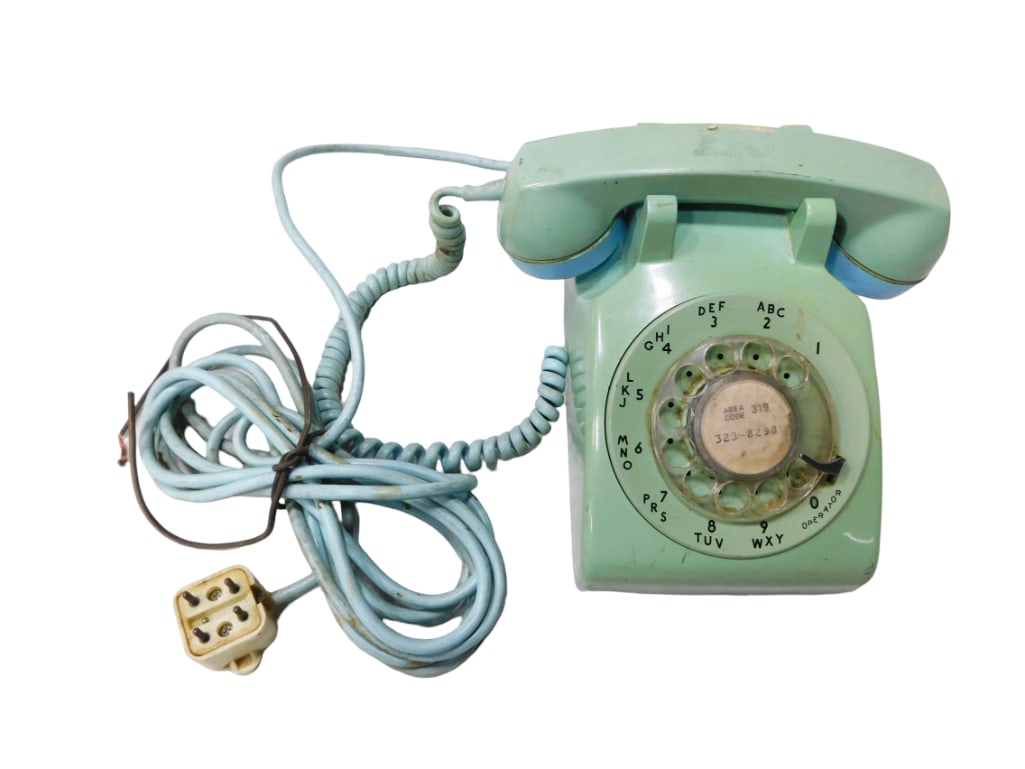 Vintage Blue Green Rotary Dial Phone or Telephone Bell System Made by Western Electric (1 of 7)