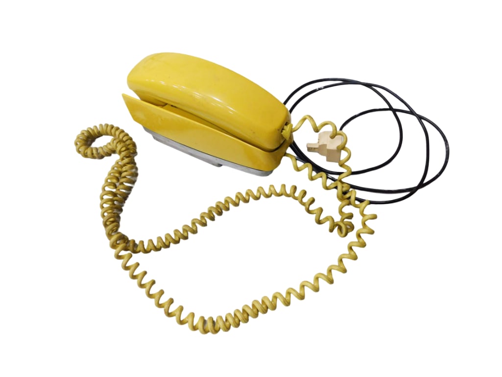 Vintage Yellow or Harvest Gold Touch Tone Phone or Telephone Trimline: Vintage Harvest Gold or Yellow Trimline Touchtone or push button Phone or Telephone Condition: untested