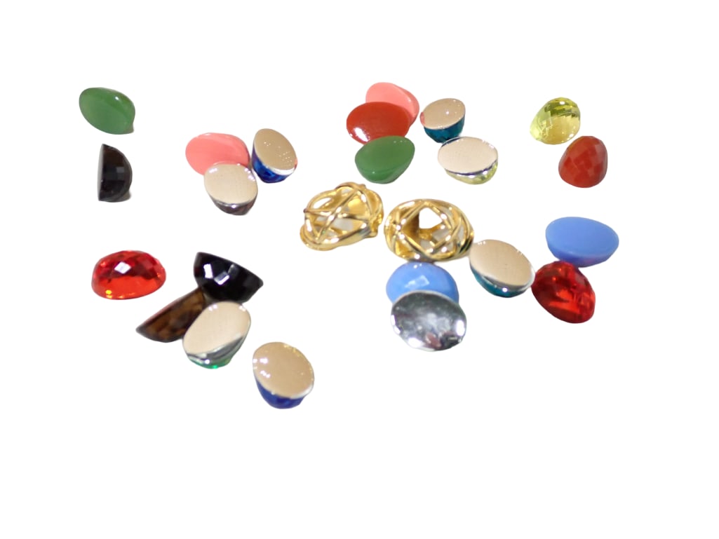 Joan Rivers Earrings; 1 pair of Goldtone Metal Caged Earclips with 11 Pairs of Multi-Colored Faceted (1 of 5)