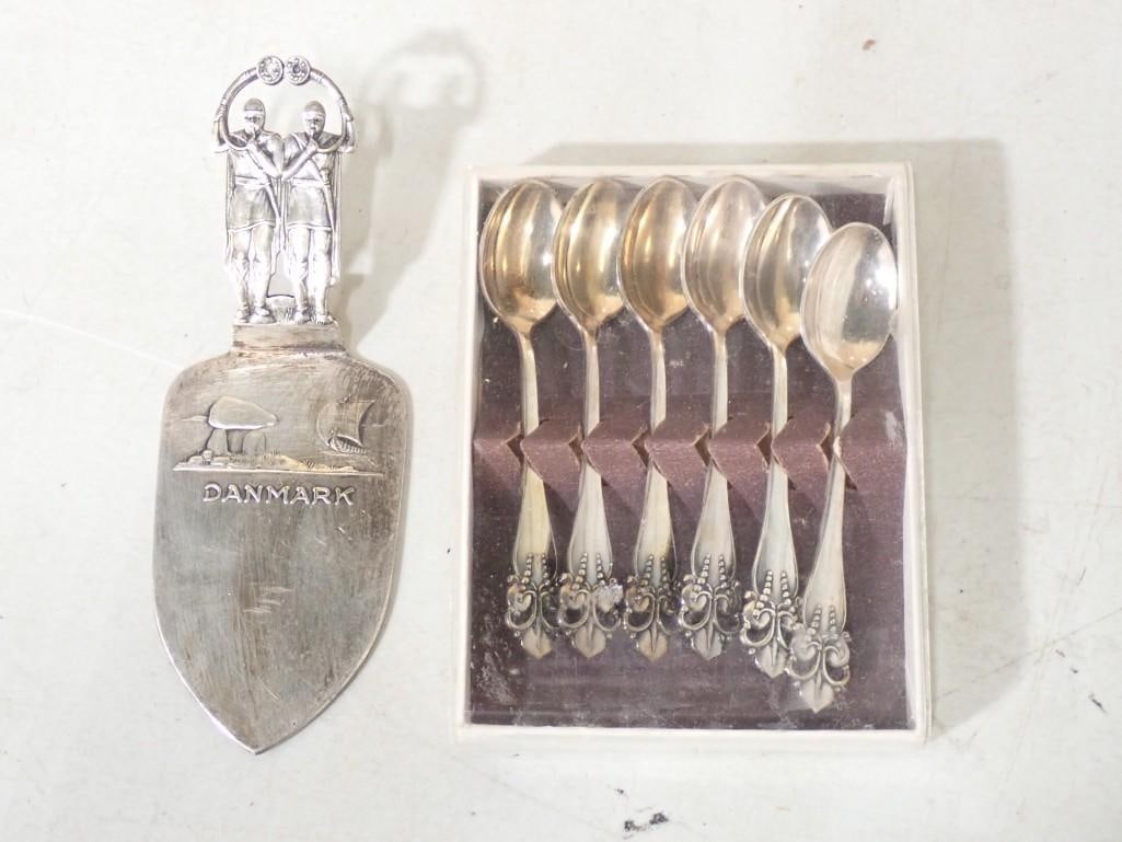 Danish Silverplate incl Axel Prip Cake Server with Viking Handle and a Set of 6 MEKA Coffee Spoons w (1 of 9)