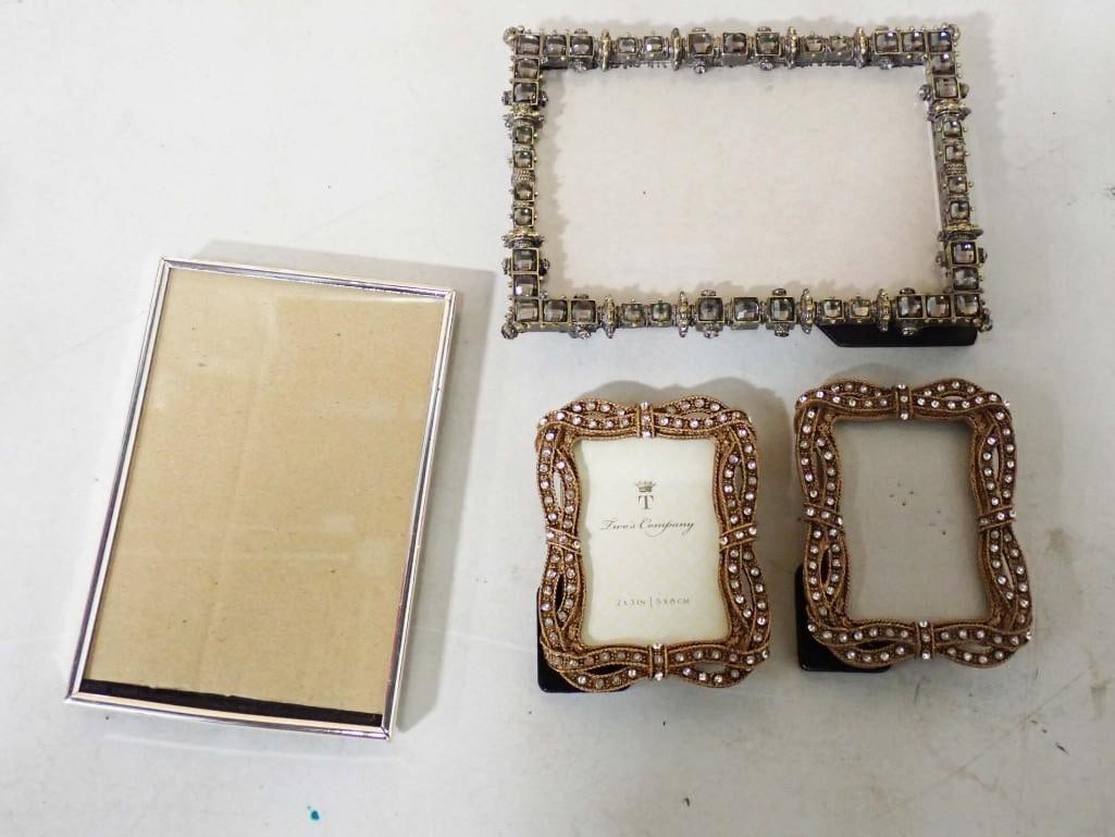 Group of Frames incl 2 Two's Company Goldtone and Rhinestone Frames, One Grey Rhinestone (1 of 8)