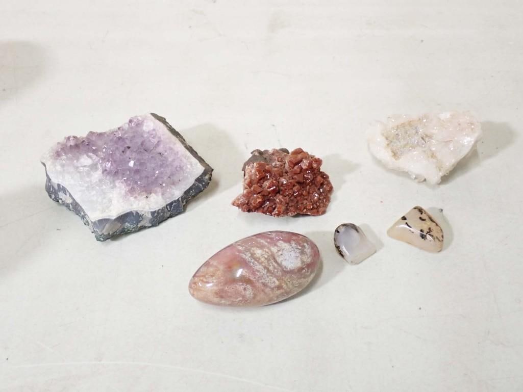Group of Mineral Specimens; Amethyst Quartz, Hematite, Calcite, Agate and Jasper (1 of 13)