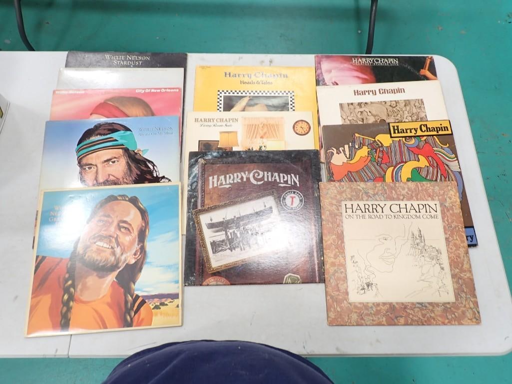 12 Vinyl record albums including Willie Nelson and Harry Chapin: 12 Vinyl record albums including Willie Nelson and Harry Chapin