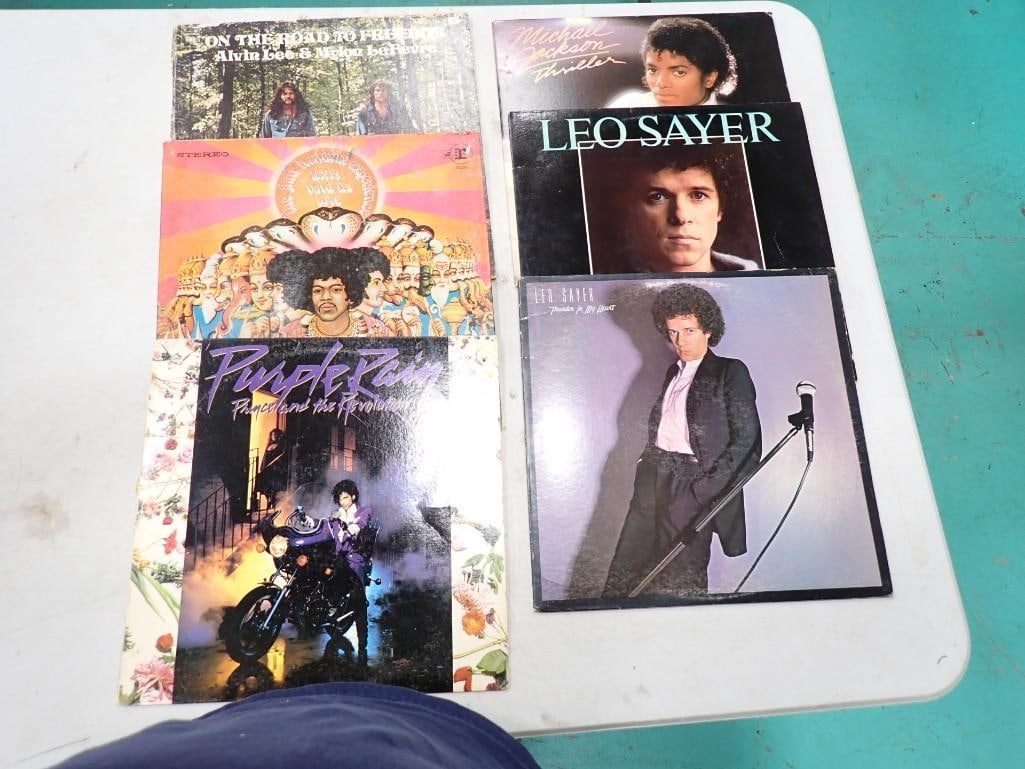 6 Vinyl Record Albums including Michael Jackson, Leo Sayer, Jimi Hendrix, Prince, Alvin Lee & Mylon (1 of 3)