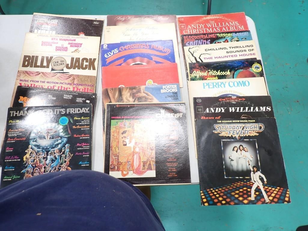 Vinyl Record Albums including Elvis Presley, Andy Williams, Alfred Hitchcock, Annie, Soundtracks, et: Vinyl Record Albums including Elvis Presley, Andy Williams, Perry Como, Alfred Hitchcock, Annie, Soundtracks, etc.