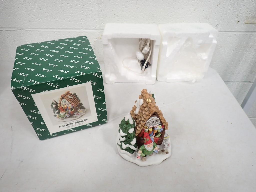 Fitz and Floyd Holiday Hamlet Stocking Stuffer's Workshop in Original Box: Fitz and Floyd Holiday Hamlet Stocking Stuffer's Workshop in Original Box