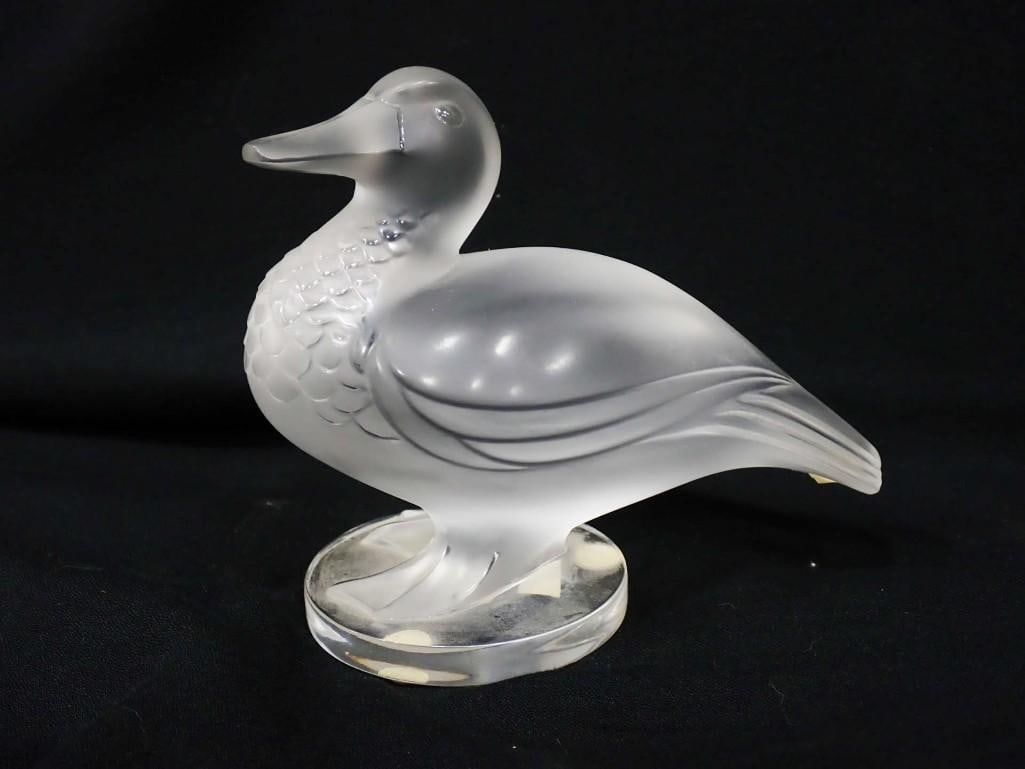 Lalique France Crystal Gedeon Canard 11659 Duck Sculpture Figurine: Lalique France Crystal Gedeon Canard 11659 Duck Sculpture Figurine Signed Lalique France on the side of the base