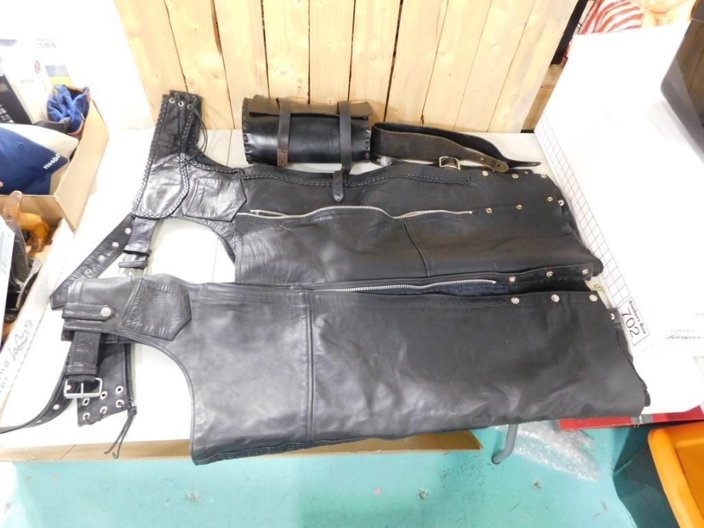 Leather Lot incl Motorcycle Bag and 2 Pair of Leather Chaps (1 of 10)