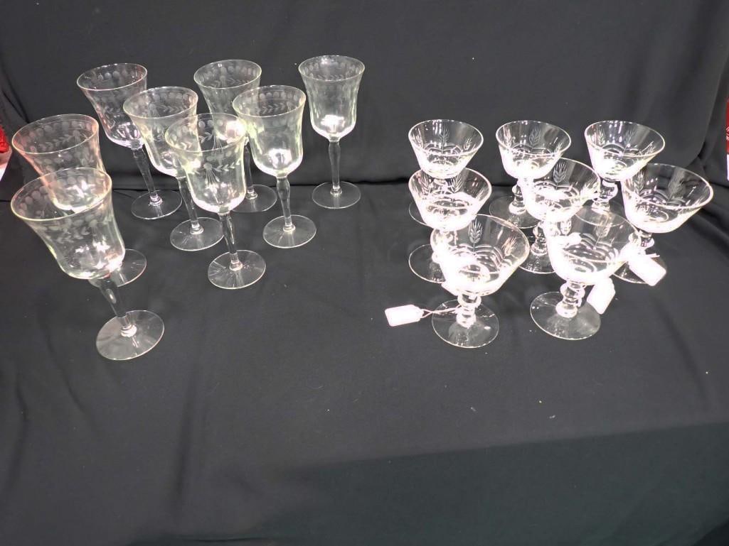 2 Sets of 8 ea Etched Stemware (1 of 5)