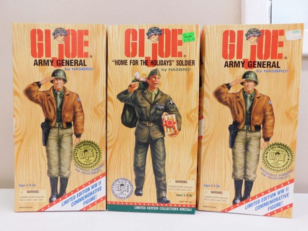 3 GI Joe Action Figures incl 2 Army General Limited Edition WWII Commemorative Figures and (1 of 4)