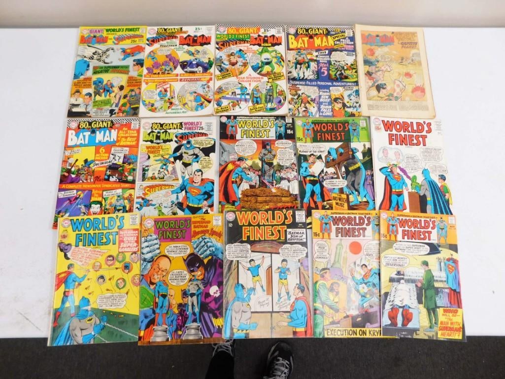 15 Vintage Comic Books incl World's Finest Bat-Man and Robin and Superman, etc (1 of 5)