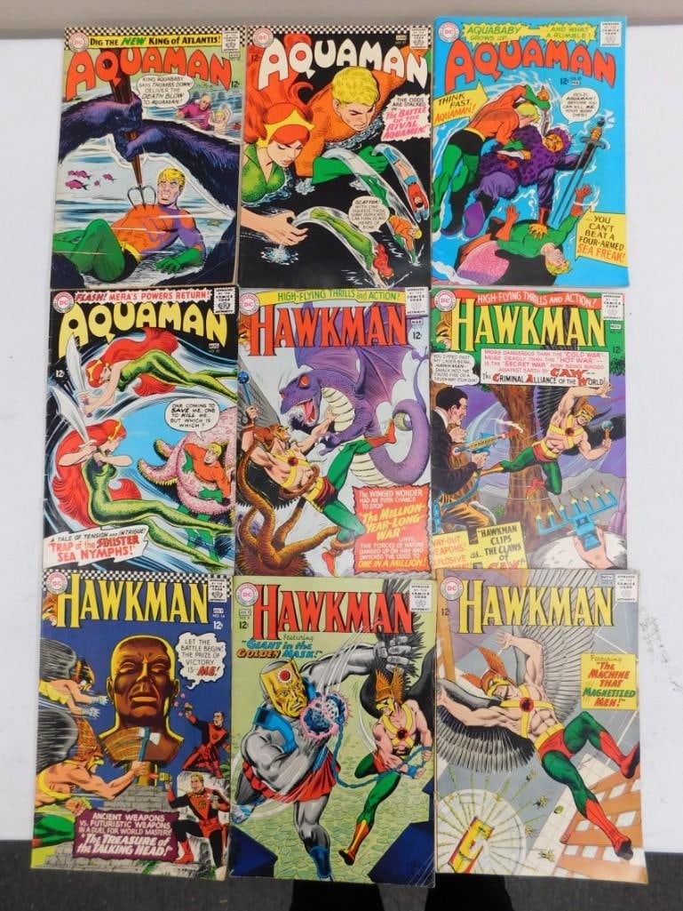 9 Vintage Comic Books incl Aquaman and Hawkman (1 of 4)