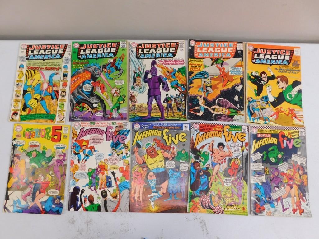 10 Vintage Comic Books incl Justice League of America, Inferior Five, The New Inferior 5 (1 of 4)