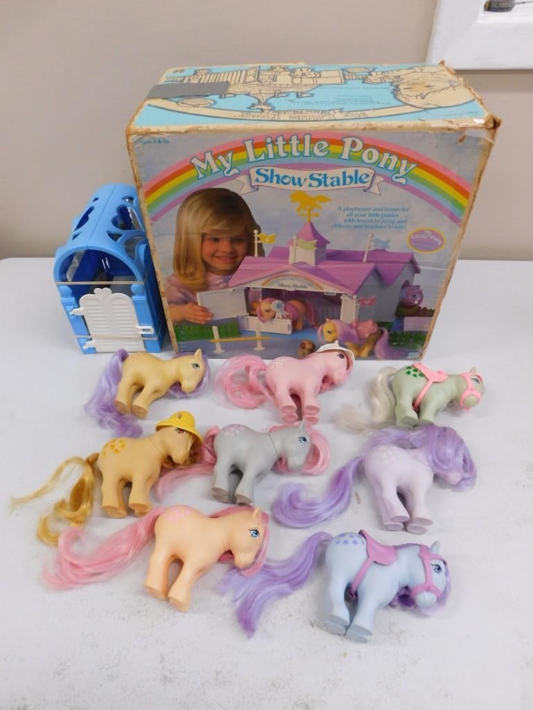 Vtg 1984 Hasbro My Little Pony Show Stable w/Box, 8 MLP Ponies, etc Lot (1 of 20)
