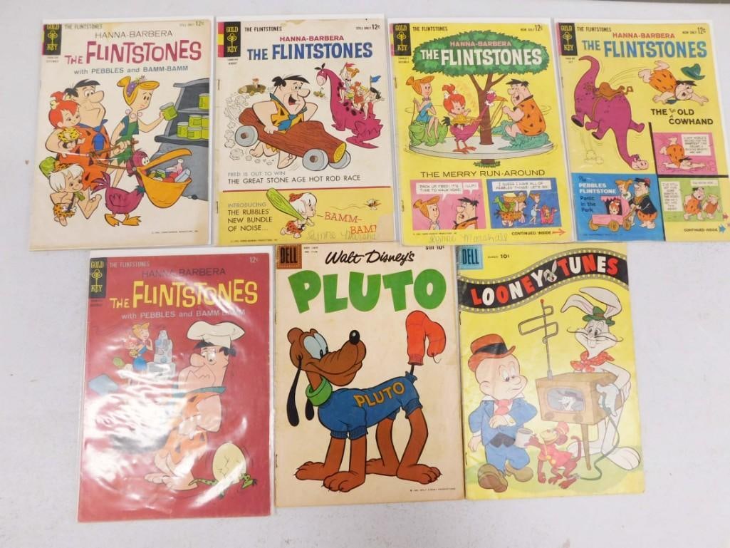 7 Vintage Comic Books incl The Flintstones, Walt Disney's Pluto, Looney Tunes (1 of 4)