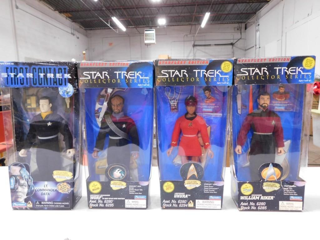 4 New in package Star Trek Action Figures - Data, Worf, Uhura, Riker (1 of 9)