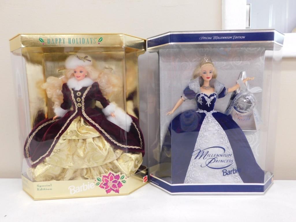Pair of New in Package Barbie Dolls - Happy Holidays and Millennium Princess (1 of 4)