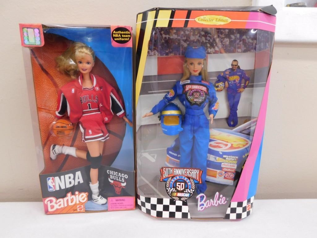 New in Box Barbie Dolls including Chicago Bulls NBA and 40th Anniversary NASCAR Barbie (1 of 4)