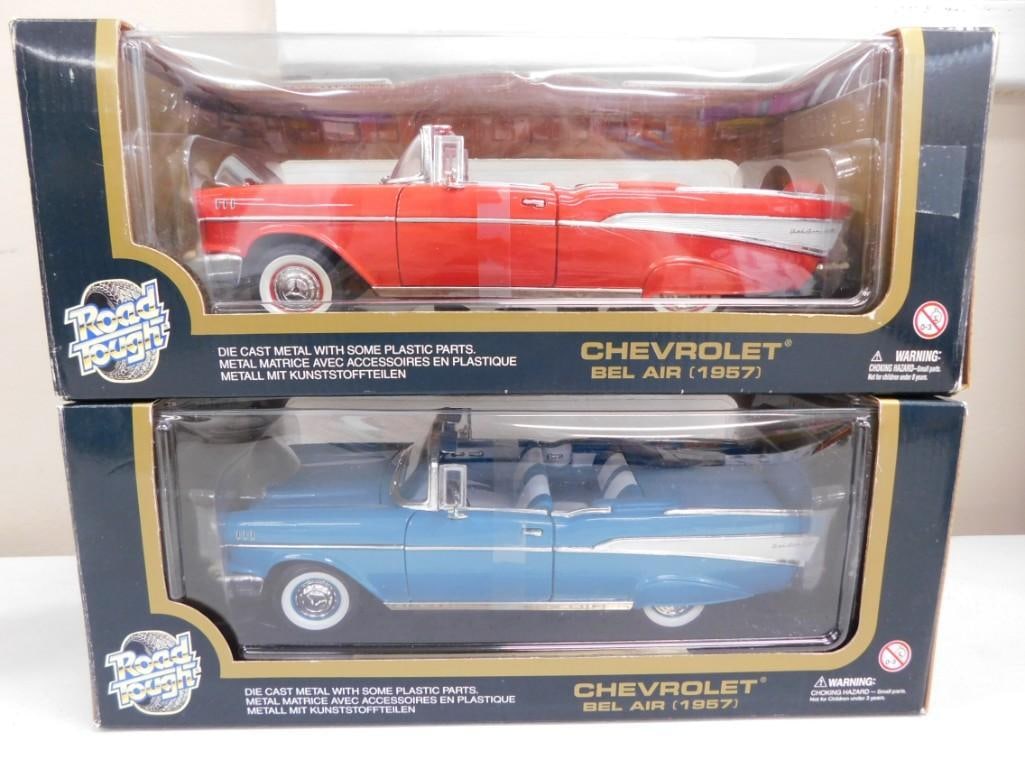 Die-Cast Cars - Road Tough Chevrolet Bel Air 1957 in Red and Teal/Light Blue: Die-Cast Cars - Road Tough Chevrolet Bel Air 1957 in Red and Teal/Light Blue