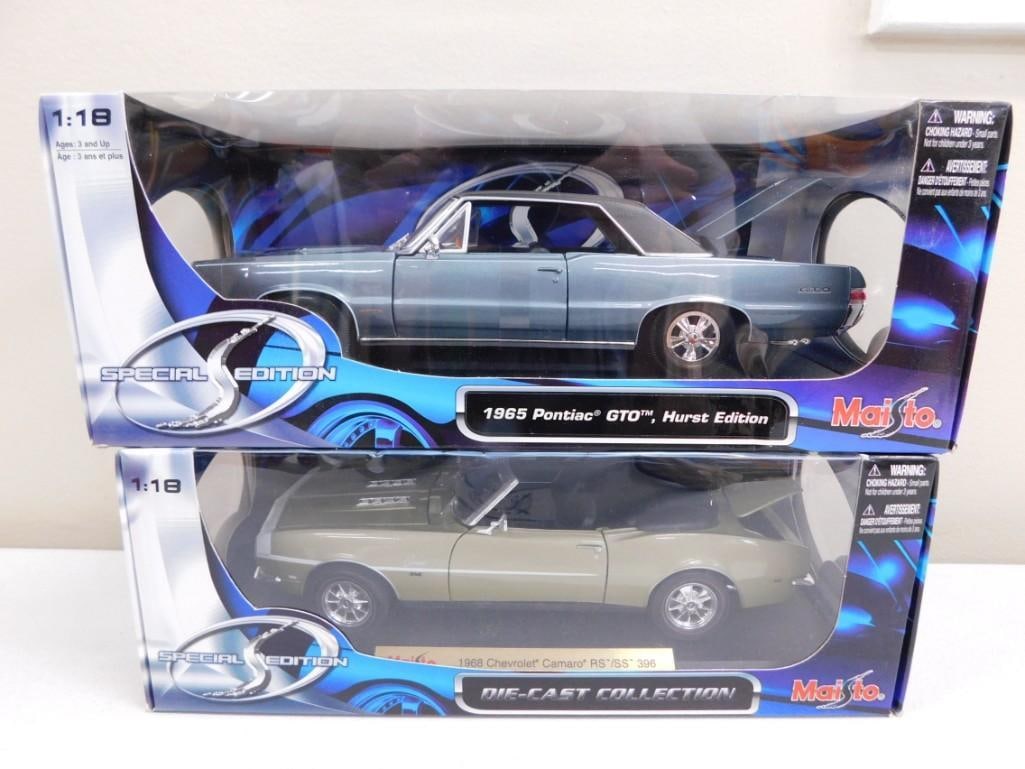 Maisto 1:18 Scale Die Cast Cars - 1968 Chevy Camaro RS/SS 396 and 1965 Pontiac GTO Hurst Edition (1 of 6)