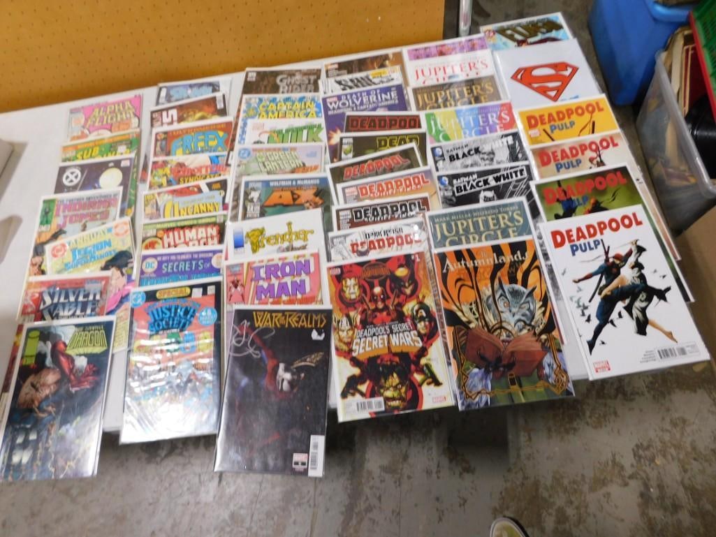 Assorted Comics including Alpha Flight, Sub-Mariner, Indiana Jones, Iron Man, Hulk, Captain America: Assorted Comics including Alpha Flight, Sub-Mariner, Indiana Jones, Iron Man, Hulk, Captain America, Superman, Deadpool, Jupiter's Circle, Ghost Rider, etc.