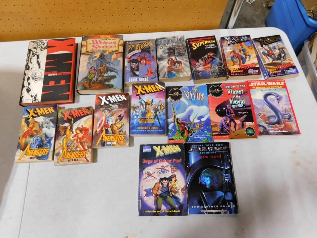Super Hero Book lot including X Men, Spider-man, Terry Brooks, Superman, Star Wars, Choose Your Own (1 of 8)
