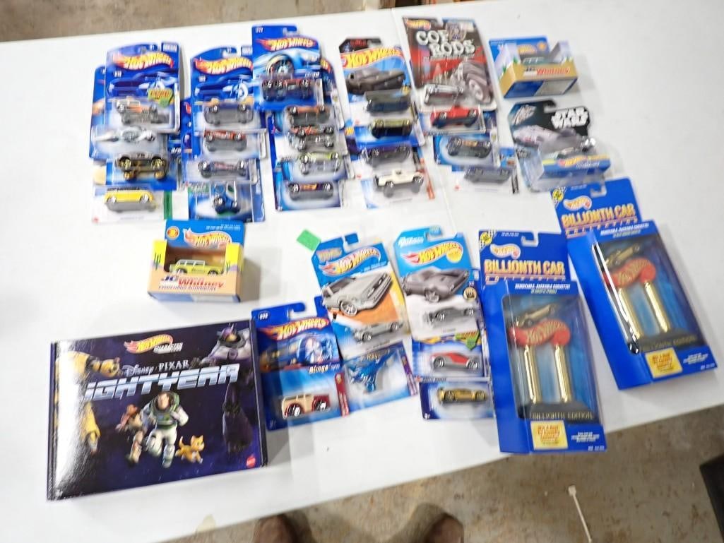 Lot of Assorted Hot Wheels Cars including Disney Lightyear Set, Billionth Car Collection, Cop Rods, (1 of 7)