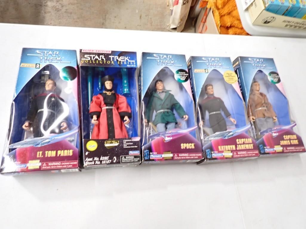 5 New in Box Star Trek Action Figures - Lt Tom Paris, Spock, Captain Janeway, Captain Kirk, Q (1 of 9)