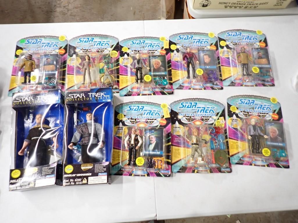 10 New in Package Star Trek Action Figures including Playmates, TNG, Romulan Commander, Miles O'Brie (1 of 13)