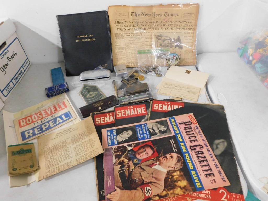 Vintage Smalls and Ephemera incl WWII Ephemera, Military Patch, Pocket Knife, Keychains, etc (1 of 16)