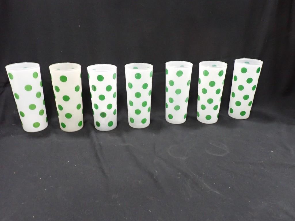 7 Vintage Polka Dot High Ball Glasses Tumblers Drinking Glasses Red (1 of 4)