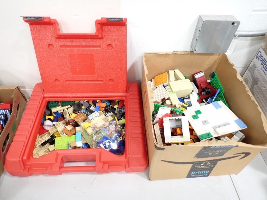 Lot of Lego Bricks and Pieces and a Red Lego Carrying Case: Lot of Lego Bricks and Pieces and a Red Lego Carrying Case
