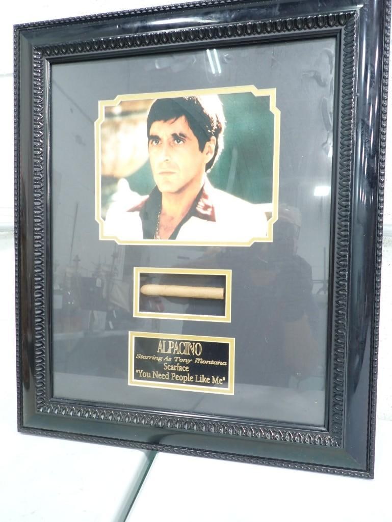 Al Pacino Scarface Plaque with Cigar Inside Wall Display Framed: Al Pacino Scarface Plaque with Cigar Inside Wall Display Framed