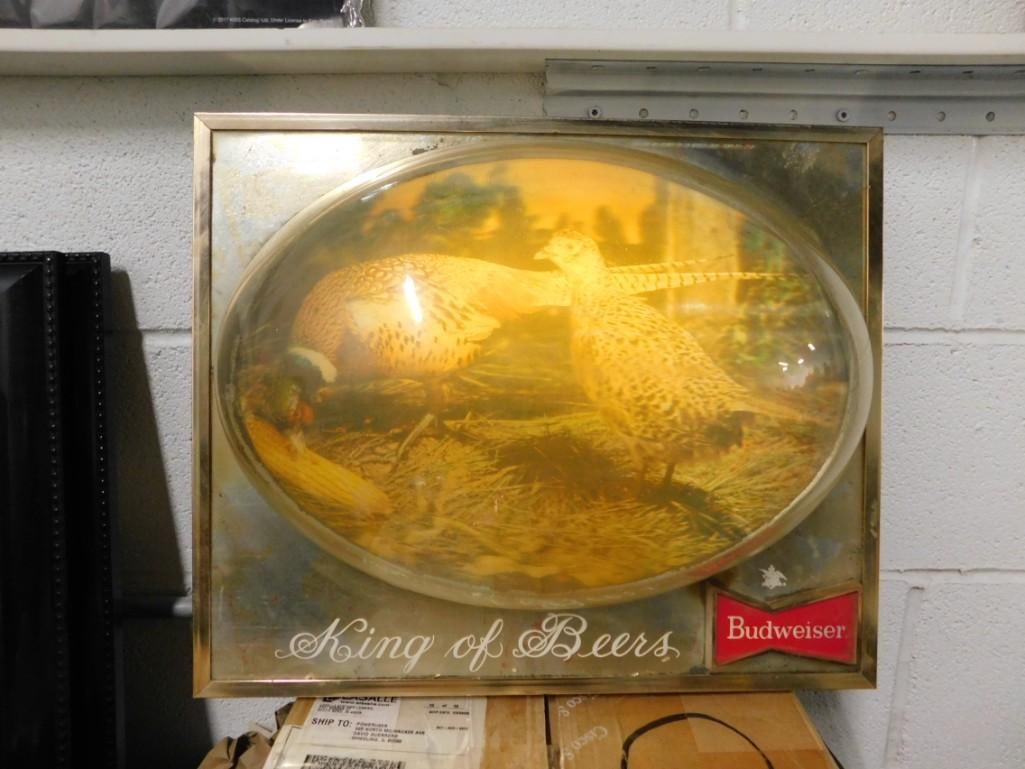 Budweiser Light Up Pheasant Beer Sign with oval dome and lenticular picture (1 of 13)