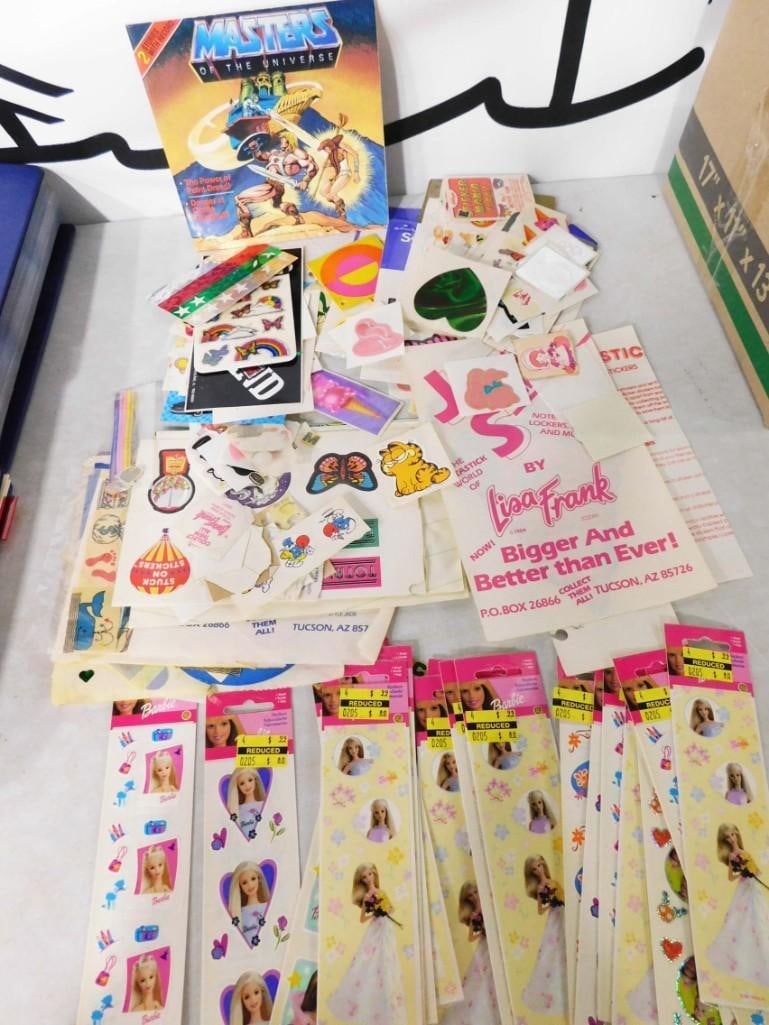 Vintage Stickers incl Lisa Frank, Barbie, Etc and Masters of the Universe Mini Comic with Record: Vintage 1990s Stickers incl Lisa Frank, Barbie, Etc and Masters of the Universe Mini Comic with Record