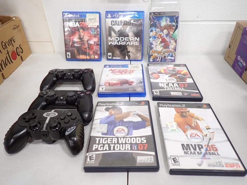 Video Game Lot including Sony PlayStation 4  PS4 Games, PSP Games, 3 Controllers (1 of 10)