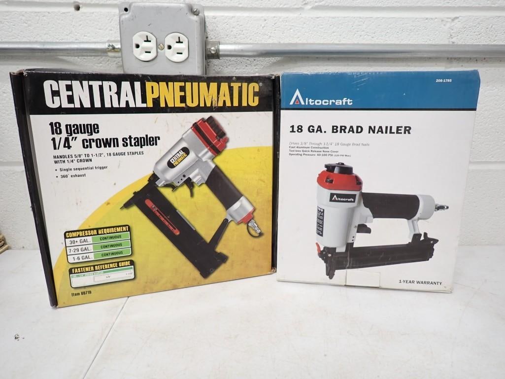 Power Tools incl Central Pneumatic 18 Gauge 1/4" Crown Stapler and Altocraft 18 GA Brad Nailer (1 of 5)