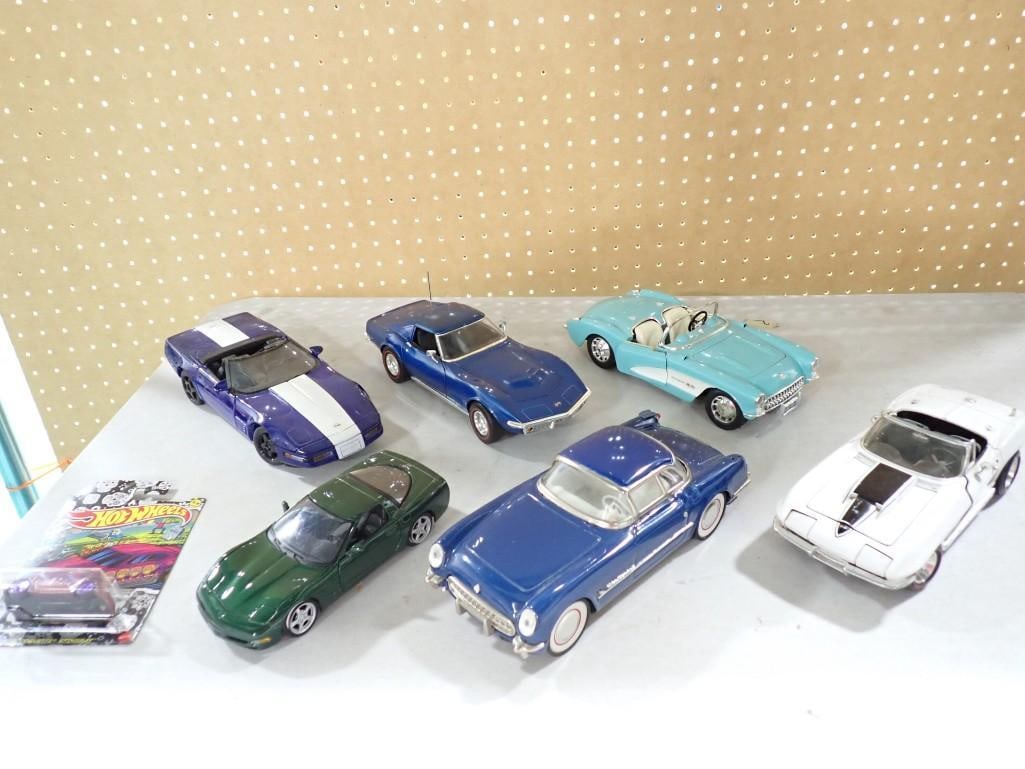 Lot of Model Cars including Corvettes 1:24 Scale, Hot Wheels new in package (1 of 14)