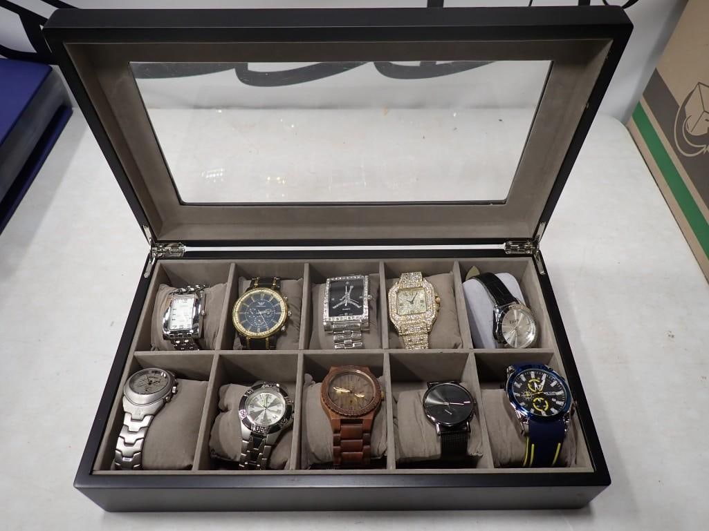 Case full of Watches including Michael Jordan, Geneva, Eiger, Timex, Megir, etc.: Case full of Watches including Michael Jordan, Geneva, Eiger, Timex, Megir, etc.