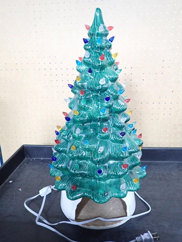 Ceramic Christmas Tree Lighted and Works: Ceramic Christmas Tree Lighted and Works