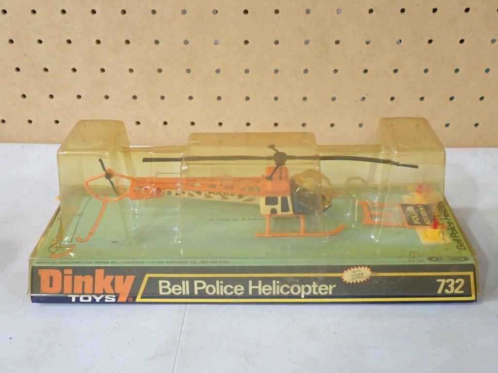 Vtg 1976 Dinky Toys Bell Police Helicopter 732 NOS New Old Stock: Vintage 1976 Dinky Toys Bell Police Helicopter 732 NOS New Old Stock Condition: yas some yellowing and some dust on the outer packaging